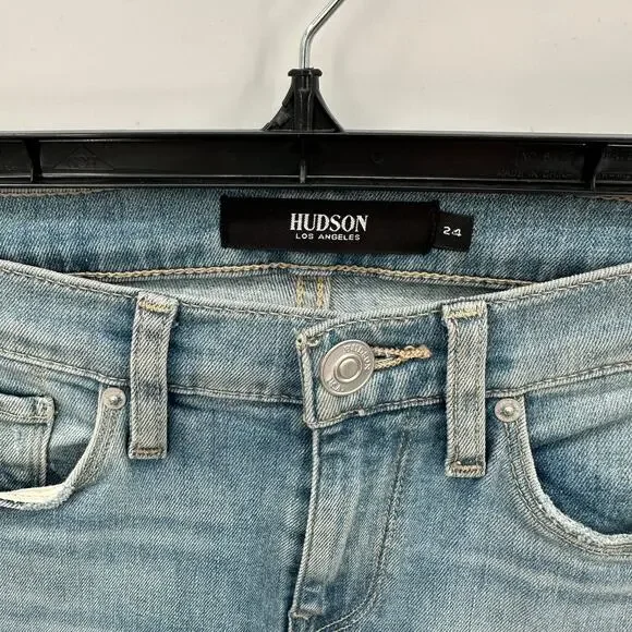 HUDSON NWT Nico Straight Ankle Chewed Hem Denim Jean // 24